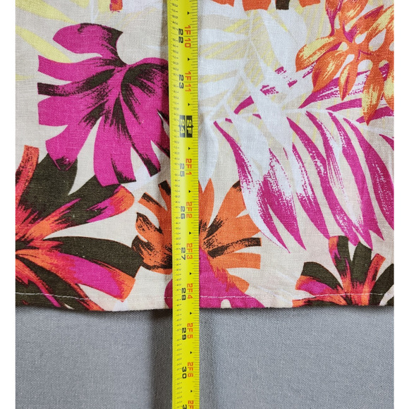 Womens Linen Blend Short Sleeve Shirt 2X Abstract Artsy Art Dopamine Pockets tab - Picture 7 of 7